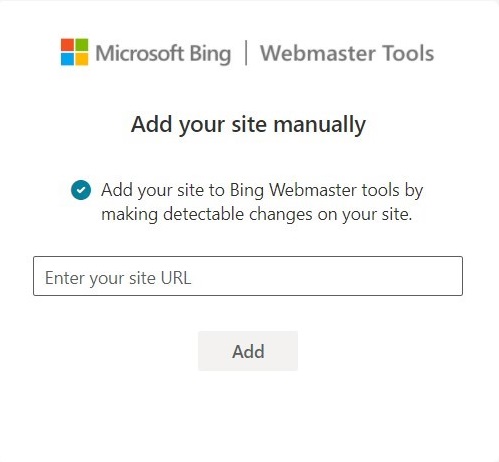 add your website manually to bing webmaster tools